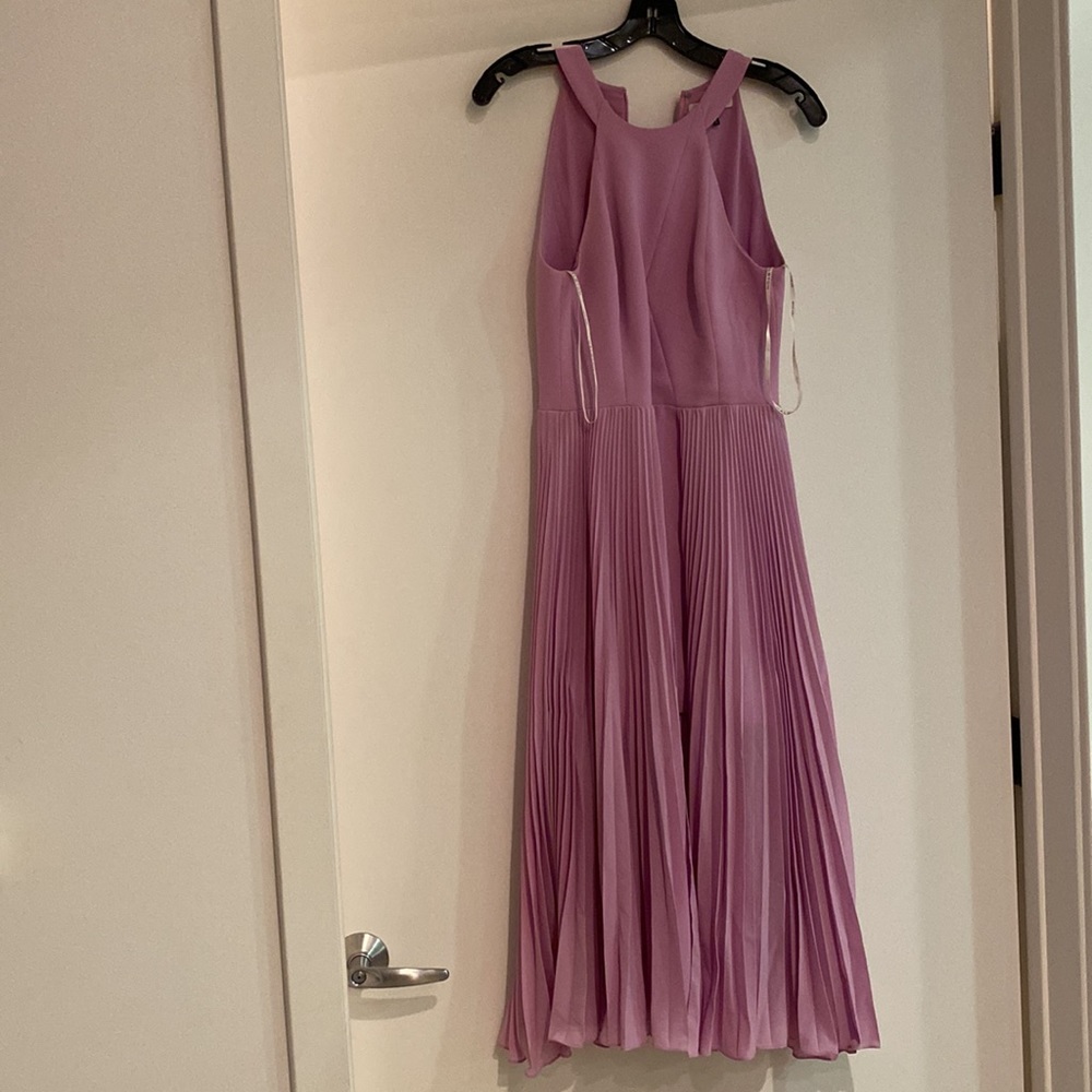 HALSTON HERITAGE Pleated Crepe Midi Dress - Picture 6 of 14